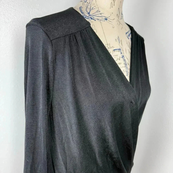 Intimately Free People Turnt Bodysuit Small Black Plunge Neck Thong Draped L/S - Picture 4 of 14